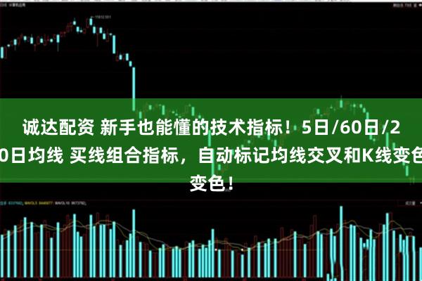 诚达配资 新手也能懂的技术指标！5日/60日/200日均线 买线组合指标，自动标记均线交叉和K线变色！